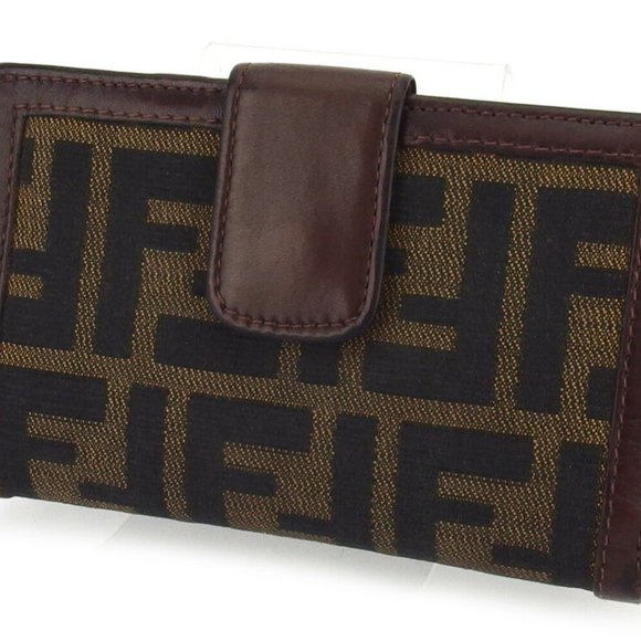 FENDI purses Zucca beige canvas ~ leather Authentic used - Picture 1 of 9